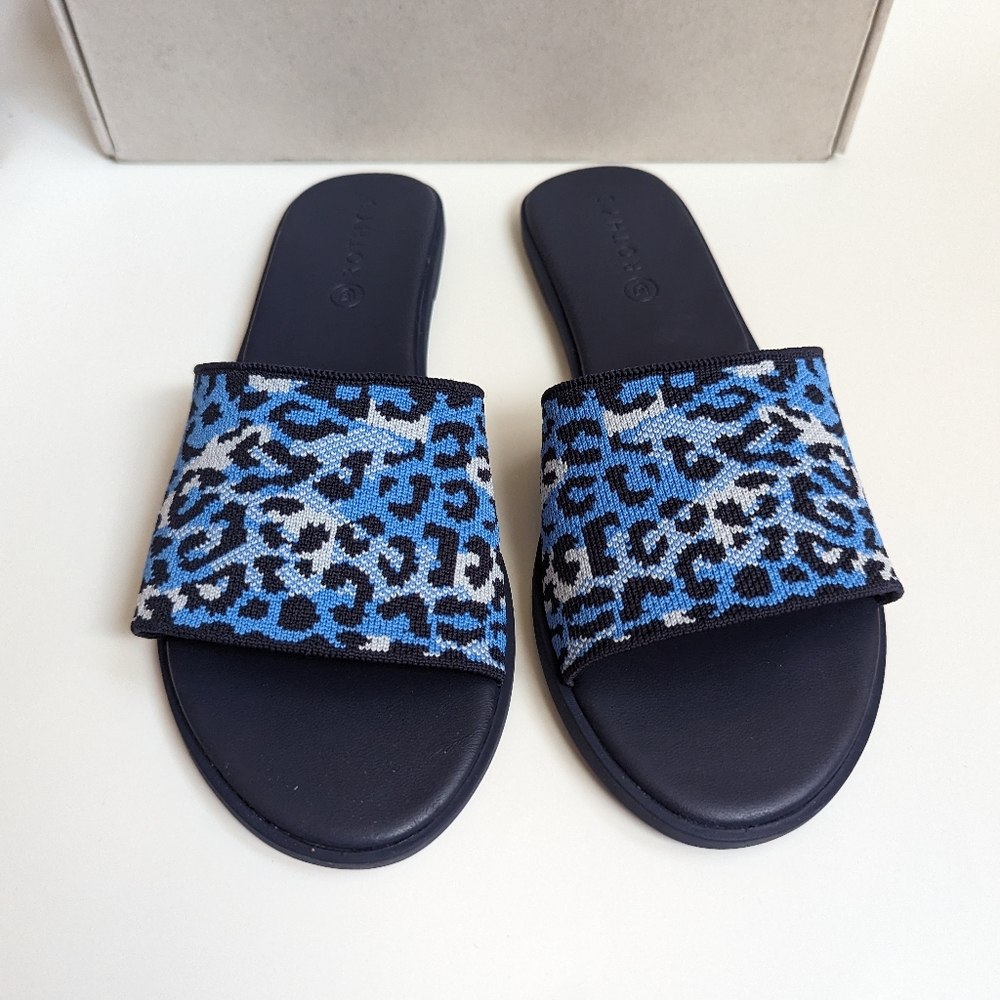 ROTHY'S THE SLIDE SLIP On SANDALS AZURE CAMO SPOT